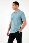 Pamuklu Regular Fit Fermuarlı Erkek Polo Yaka T Shirt 5902434 MAVİ