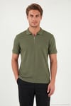 Pamuklu Regular Fit Fermuarlı Erkek Polo Yaka T Shirt 5902738 HAKİ