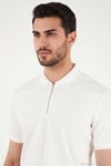 Pamuklu Regular Fit Fermuarlı Erkek Polo Yaka T Shirt 5902738 EKRU