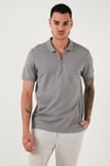 Pamuklu Regular Fit Fermuarlı Erkek Polo Yaka T Shirt 5902915 Kül