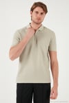 Pamuklu Regular Fit Fermuarlı Erkek Polo Yaka T Shirt 5902434 TAŞ