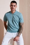 Pamuklu Regular Fit Fermuarlı Erkek Polo Yaka T Shirt 5902915 MAVİ