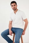 Pamuklu Regular Fit Fermuarlı Erkek Polo Yaka T Shirt 5902738 EKRU