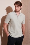 Pamuklu Regular Fit Fermuarlı Erkek Polo Yaka T Shirt 5902434 TAŞ