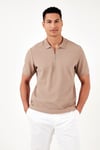 Pamuklu Regular Fit Fermuarlı Erkek Polo Yaka T Shirt 5902434 VİZON