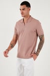 Pamuklu Regular Fit Fermuarlı Erkek Polo Yaka T Shirt 5902915 PUDRA