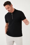 Pamuklu Regular Fit Fermuarlı Erkek Polo Yaka T Shirt 5902434 SİYAH