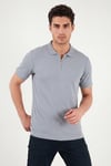 Pamuklu Regular Fit Fermuarlı Erkek Polo Yaka T Shirt 5902738 AÇIK GRİ