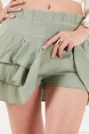 Pamuklu Regular Fit Fırfırlı Mini Müslin Şort Kadın Etek 5866662 Olive