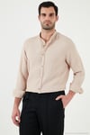 Pamuklu Regular Fit Hakim Yaka Erkek Gömlek CF25S127702 BEJ
