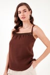 Pamuklu Regular Fit İp Askılı Kadın Bluz 611BZ0299 KAHVE
