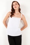 Pamuklu Regular Fit İp Askılı Kadın Bluz 611BZ0299 EKRU