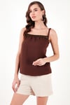 Pamuklu Regular Fit İp Askılı Kadın Bluz 611BZ0299 KAHVE