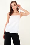 Pamuklu Regular Fit İp Askılı Kadın Bluz 611BZ0299 EKRU