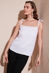 Pamuklu Regular Fit İp Askılı Kadın Bluz 611BZ0299 EKRU