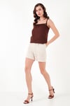 Pamuklu Regular Fit İp Askılı Kadın Bluz 611BZ0299 KAHVE