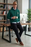 Pamuklu Regular Fit Kanguru Cepli Kapüşonlu Erkek Sweat 6141006B PETROL