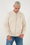 Pamuklu Regular Fit Kapüşonlu Fermuarlı Erkek Sweat A7770-0002 KREM