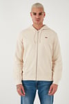 Pamuklu Regular Fit Kapüşonlu Fermuarlı Erkek Sweat A7770-0002 KREM