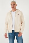 Pamuklu Regular Fit Kapüşonlu Fermuarlı Erkek Sweat A7770-0002 KREM