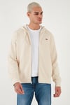 Pamuklu Regular Fit Kapüşonlu Fermuarlı Erkek Sweat A7770-0002 KREM
