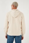 Pamuklu Regular Fit Kapüşonlu Fermuarlı Erkek Sweat A7770-0002 KREM
