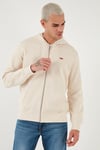 Pamuklu Regular Fit Kapüşonlu Fermuarlı Erkek Sweat A7770-0002 KREM