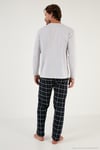 Pamuklu Regular Fit Kareli 2'li Paket Erkek Pijama Takımı 657200120S2 Gri Melanj-Gri Melanj
