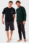 Pamuklu Regular Fit Kareli 2'li Paket Erkek Pijama Takımı 657200120S2 LACİVERT-YEŞİL