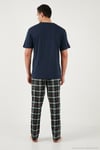 Pamuklu Regular Fit Kareli Kısa Kollu Erkek Pijama Takımı 6096860 LACİVERT-YEŞİL