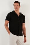 Pamuklu Regular Fit Kısa Kollu 2'li Paket Erkek Gömlek 5902640S2 SİYAH-İNDİGO