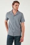 Pamuklu Regular Fit Kısa Kollu Erkek Gömlek 5902640 AÇIK GRİ