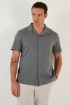 Pamuklu Regular Fit Kısa Kollu Erkek Gömlek 5902640 AÇIK HAKİ