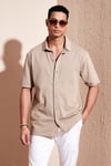 Pamuklu Regular Fit Kısa Kollu Erkek Gömlek 5902724 VİZON