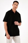 Pamuklu Regular Fit Kısa Kollu Erkek Gömlek 5902724 SİYAH