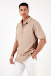 Pamuklu Regular Fit Kısa Kollu Erkek Gömlek 5902724 VİZON