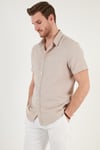 Pamuklu Regular Fit Kısa Kollu Erkek Gömlek CF24S128230 TAŞ