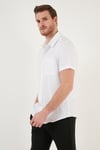Pamuklu Regular Fit Kısa Kollu Erkek Gömlek CF24S128230 BEYAZ