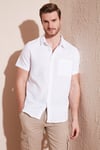 Pamuklu Regular Fit Kısa Kollu Erkek Gömlek CF24S128230 BEYAZ