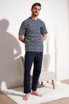 Pamuklu Regular Fit Kısa Kollu Erkek Pijama Takımı 6572010 LACİVERT