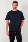 Pamuklu Regular Fit Kısa Kollu Erkek Pijama Takımı 6572012 LACİVERT