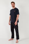 Pamuklu Regular Fit Kısa Kollu Erkek Pijama Takımı 6572012 LACİVERT