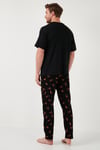 Pamuklu Regular Fit Kısa Kollu Erkek Pijama Takımı 6572012 SİYAH