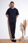 Pamuklu Regular Fit Kısa Kollu Erkek Pijama Takımı 6572012 LACİVERT