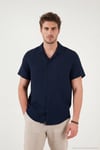 Pamuklu Regular Fit Klasik Yaka Kısa Kollu Erkek Gömlek CF26S125404 LACİVERT