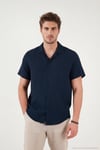 Pamuklu Regular Fit Klasik Yaka Kısa Kollu Erkek Gömlek CF26S125404 İNDİGO
