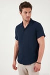 Pamuklu Regular Fit Klasik Yaka Kısa Kollu Erkek Gömlek CF26S125404 İNDİGO