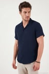 Pamuklu Regular Fit Klasik Yaka Kısa Kollu Erkek Gömlek CF26S125404 LACİVERT