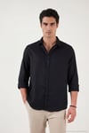 Pamuklu Regular Fit Klasik Yaka Uzun Kollu % 100 Keten Erkek Gömlek CF26S1210000 SİYAH