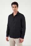 Pamuklu Regular Fit Klasik Yaka Uzun Kollu % 100 Keten Erkek Gömlek CF26S1210000 SİYAH